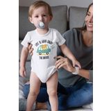 Overoz Organik%100 Pamuk The Driver Araba Baskılı Kısa Kollu Bebek Çıtçıtlı Body Badi Zıbın Tulum 5383, 24-36 Ay