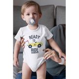 Overoz Organik%100 Pamuk Yarış Arabası Baskılı Kısa Kollu Çıtçıtlı Bebek Body Badi Zıbın Tulum 5495, 12-18 AY