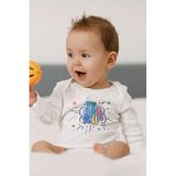Overoz Organik%100 Pamuk Yeah Baskılı Uzun Kollu Çıtçıtlı Bebek Body Badi Zıbın Tulum 5452, 6-9 AY