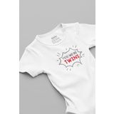 Overoz Organik%100 Pamuk Yes! We're Twins Ikiz Bebek Body Beyaz Badi Çıtçıtlı Zıbın 5835, 12-18 AY