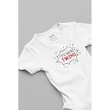 Overoz Organik%100 Pamuk Yes! We're Twins Ikiz Bebek Body Beyaz Badi Çıtçıtlı Zıbın 5835, 9-12 Ay