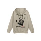 Overoz Presence Existence Varoluş Karma Sırt Baskılı Kapüşonlu Oversize Sweatshirt Bej Hoodie H1217, L