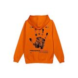 Overoz Presence Existence Varoluş Karma Sırt Baskılı Kapüşonlu Oversize Sweatshirt Turuncu Hoodie H1217, M