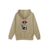 Overoz Shut Your Mouth Sırt Baskılı Kapüşonlu Oversize Sweatshirt Bej Hoodie H1194, 2XL