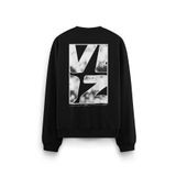Overoz Sırt Baskılı Siyah Oversize Sweatshirt S1210, XL