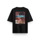 Overoz Siyah Oversize Distant Sürreal Sırt Baskılı Oversize Yazılı Unisex Tişört 1348, 2XL