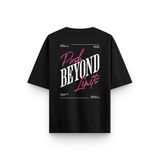 Overoz Siyah Oversize Tshirt Beyond Sırt Baskılı Oversize Yazılı Unisex Tişört 1290, L
