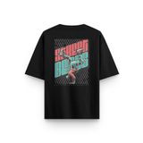Overoz Siyah Oversize Tshirt Break Dance Sırt Baskılı Oversize Yazılı Unisex Tişört 1260, XL