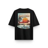 Overoz Siyah Oversize Tshirt Classics Car Sırt Baskılı Oversize Yazılı Unisex Tişört 1261, 2XL