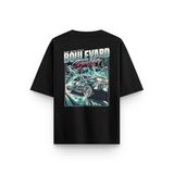 Overoz Siyah Oversize Tshirt Gangsta Boulevard Sırt Baskılı Oversize Yazılı Unisex Tişört 1262, S