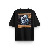 Overoz Siyah Oversize Tshirt Hazard Sırt Baskılı Oversize Yazılı Unisex Tişört 1254, L
