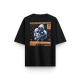 Overoz Siyah Oversize Tshirt Hazard Sırt Baskılı Oversize Yazılı Unisex Tişört 1254, M