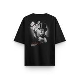 Overoz Siyah Oversize Tshirt Life Magician Sırt Baskılı T-shirt Oversize Yazılı Unisex Tişört 1218, XL