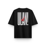 Overoz Siyah Oversize Tshirt Minimal Tipografi Sırt Baskılı Oversize Yazılı Unisex Tişört 1316, XL