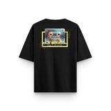 Overoz Siyah Oversize Tshirt Old School Sırt Baskılı T-shirt Oversize Yazılı Unisex Tişört 1207, S