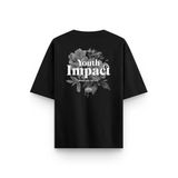 Overoz Siyah Oversize Tshirt Spread Love Sırt Baskılı Oversize Yazılı Unisex Tişört 1253, 2XL