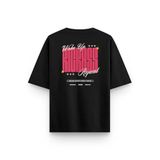 Overoz Siyah Oversize Tshirt Tipografik Sırt Baskılı Oversize Yazılı Unisex Tişört 1369, M