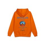 OverOz Ski Club Kayak Snowboard Baskılı Kapüşonlu Yarı Oversize Sweatshirt Hoodie, XL, H1409, Turuncu, üniseks-yetişkin