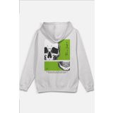 Overoz Skull Kurukafa Sırt Baskılı Kapüşonlu Oversize Sweatshirt Ekru Hoodie H1208, XL