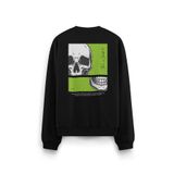 Overoz Skull Kurukafa Sırt Baskılı Siyah Oversize Sweatshirt S1208, L