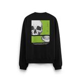 Overoz Skull Kurukafa Sırt Baskılı Siyah Oversize Sweatshirt S1208, XL