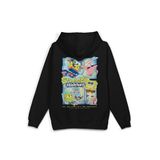 Overoz Sünger Bob Sırt Baskılı Kapüşonlu Oversize Sweatshirt Siyah Hoodie H1232, L