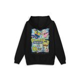 Overoz Sünger Bob Sırt Baskılı Kapüşonlu Oversize Sweatshirt Siyah Hoodie H1232, XL XL
