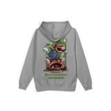 Overoz Super Sırt Baskılı Kapüşonlu Yarı Oversize Sweatshirt Gri Hoodie 1390, S5368253060925