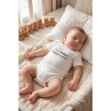 Overoz Teyze Anne Yazılı Bebek Zıbın Erkek Kız Bebek Body Çıtçıtlı Beyaz Kısa Kollu Badi Tulum Bebek Hediyelik 5683-16