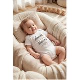 Overoz Teyze Anne Yazılı Bebek Zıbın Erkek Kız Bebek Body Çıtçıtlı Beyaz Kısa Kollu Badi Tulum Bebek Hediyelik 5683-33