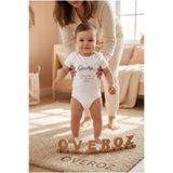 Overoz Teyze Anne Yazılı Bebek Zıbın Kız Bebek Body Çıtçıtlı Beyaz Kısa Kollu Badi Tulum Bebek Hediyelik 5683-36