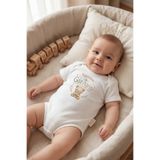 Overoz Teyze Yazılı Bebek Zıbın Erkek Kız Bebek Body Çıtçıtlı Beyaz Kısa Kollu Badi Tulum Bebek Hediyelik 5683-4