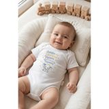 Overoz Teyze Yazılı Bebek Zıbın Erkek Kız Bebek Body Çıtçıtlı Beyaz Kısa Kollu Badi Tulum Bebek Hediyelik 5683-5