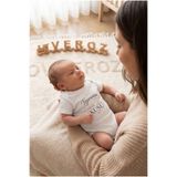 Overoz Teyzesinin Minik Kuşu Yazılı Bebek Zıbın Erkek Kız Bebek Body Çıtçıtlı Beyaz Kısa Kollu Badi Tulum Bebek Hediyelik 5683-42