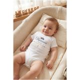 Overoz Teyzesinin Yakışıklısı Yazılı Bebek Zıbın Erkek Bebek Body Çıtçıtlı Beyaz Kısa Kollu Badi Tulum Bebek Hediyelik 5683-45