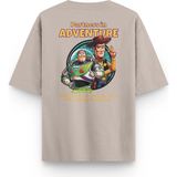 Overoz Toy Story Tişört Yarı Oversize Sırt Baskılı Taş Rengi Toy Story Tshirt 1391 - 2XL