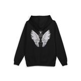 Overoz Trust in God Melek Kanadı Angel Sırt Baskılı Kapüşonlu Yarı Oversize Sweatshirt Siyah Hoodie 1387