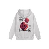 Overoz Try Your Luck Şansını Dene Zar Sırt Baskılı Kapüşonlu Oversize Sweatshirt Ekru Hoodie H1216, XL