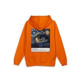 Overoz Van Gogh Yıldızlı Gece Sırt Baskılı Kapüşonlu Yarı Oversize Sweatshirt Turuncu Hoodie 1243, 2XL5368253061244