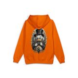 Overoz Varyemez Amca Sırt Baskılı Kapüşonlu Yarı Oversize Sweatshirt Turuncu Hoodie 1380, M5368253060991