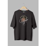 Overoz%100 Pamuk Oversize Reach Out And Crab It Baskılı T-shirt Bisiklet Yaka Siyah Unisex Tişört T1056, 2XL