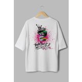 Overoz%100 Pamuk Oversize Tshirt Yunan Heykeli Sırt Baskılı T-shirt Bisiklet Yaka Beyaz Tişört T1041, M