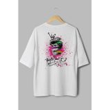 Overoz%100 Pamuk Oversize Tshirt Yunan Heykeli Sırt Baskılı T-shirt Bisiklet Yaka Beyaz Tişört T1041, S