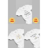 Overoz%100 Pamuk Teyze 3'lü Bebek Body Set Beyaz Çıtçıtlı Badi Teyze Yazılı Zıbın Üçlü 5159-5135-t-5124, 12-18 AY
