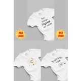 Overoz%100 Pamuk Teyze 3'lü Bebek Body Set Beyaz Çıtçıtlı Badi Teyze Yazılı Zıbın Üçlü 5159-5135-t-5124, 3-6 AY