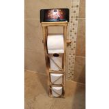 OverPazar Ahşap Wc Kağıtlık Tuvalet Telefon Tutucu Standı Özellikli Banyo Kağıtlık