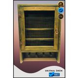 OverPazar Masif Ahşap Nostaljik Tel Dolap 60*42*12 Cm Haki Renkli