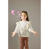 Overshirt Fit Bisiklet Yaka Çiçekli İçi Yumuşak Tüylü Sweatshirt Kız Bebek