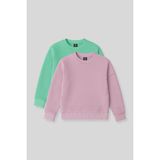Oversıze 2li Paket Gül Kurusu-Su Yeşili Kız Çocuk Sweatshirt - 75150