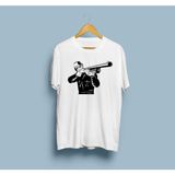 Oversize Avcı Tüfek Tasarım Unisex T-Shirt - Beyaz
